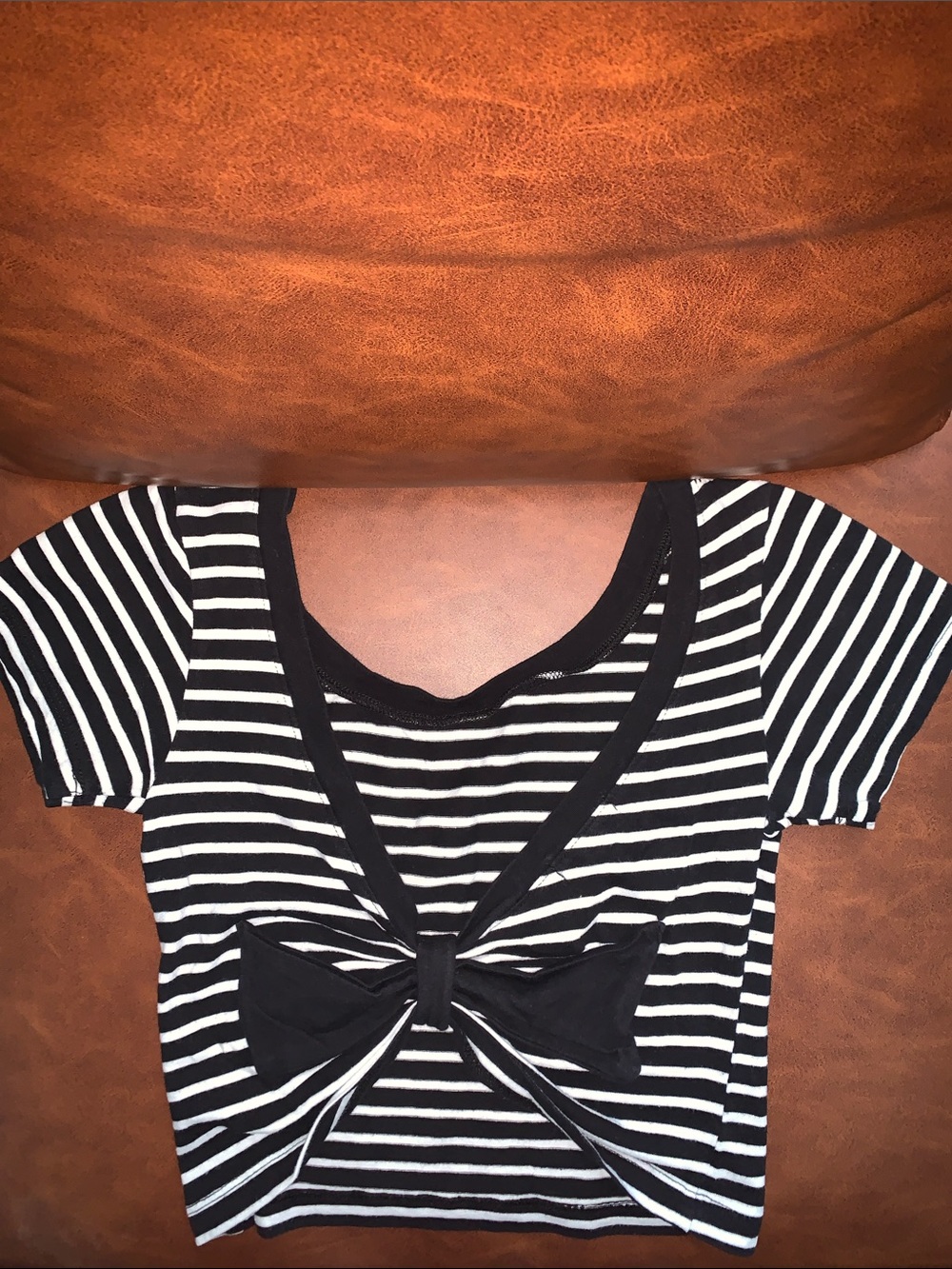 Zenana Outfitters Black and White Striped Crop Top